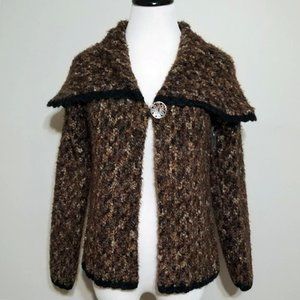 Nos Vintage Marisa Christina Brown Shawl Collar Cardigan S Womens Cozy Cabincore